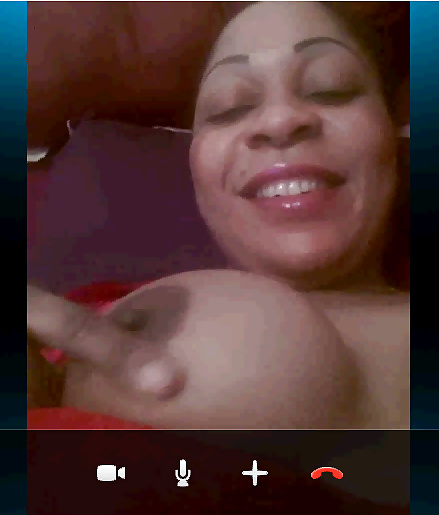 French Ebony showing Big Boobs on Skype #39370897