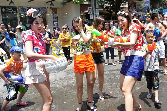 Amateur Selbst Erschossen Songkran Festival Thailand Lustig Tag #34643737