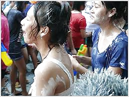 Amateur Selbst Erschossen Songkran Festival Thailand Lustig Tag #34643840