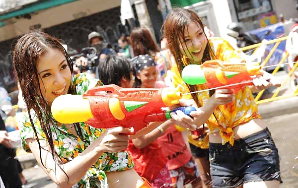 Amateur Selbst Erschossen Songkran Festival Thailand Lustig Tag #34643854