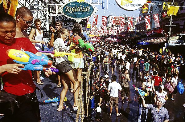 Amateur Selbst Erschossen Songkran Festival Thailand Lustig Tag #34643858