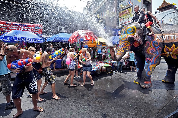 Amateur Selbst Erschossen Songkran Festival Thailand Lustig Tag #34643862