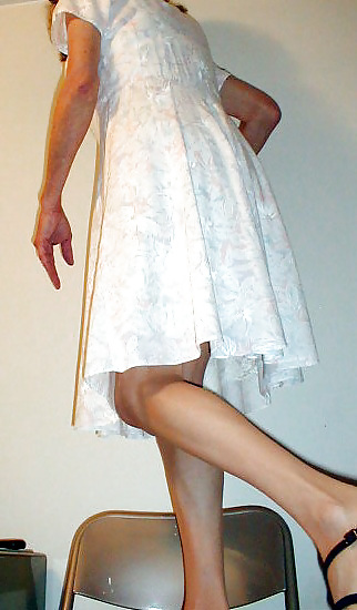 Upskirt - Floral Dress & White Slips