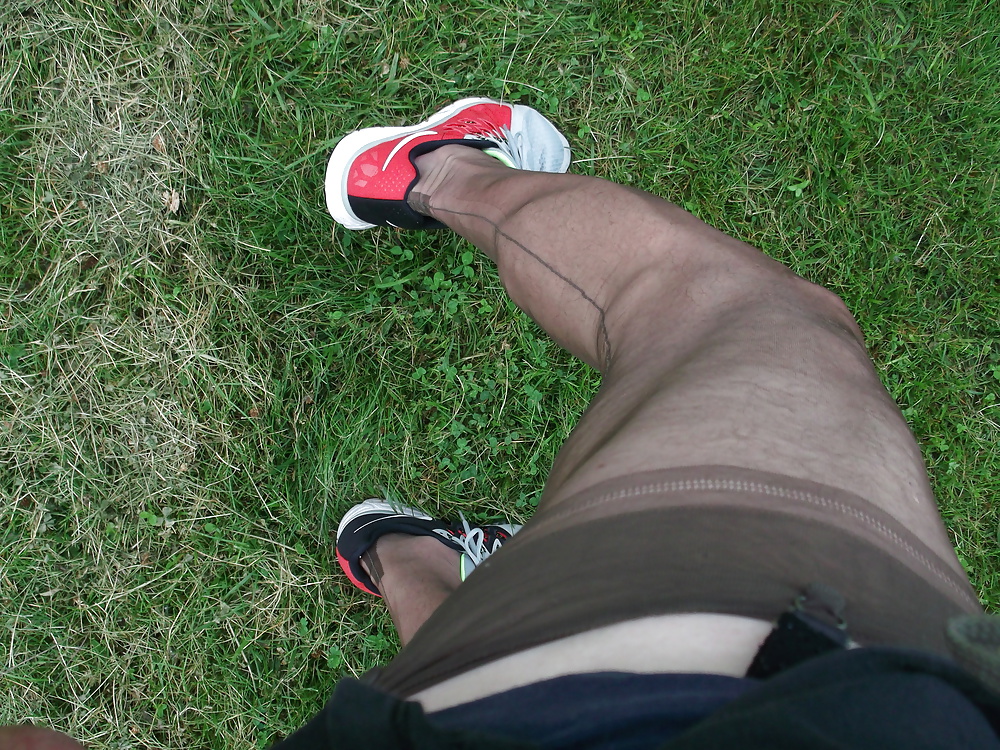 Stockings and garter belt under my 5K  running gear #27566768