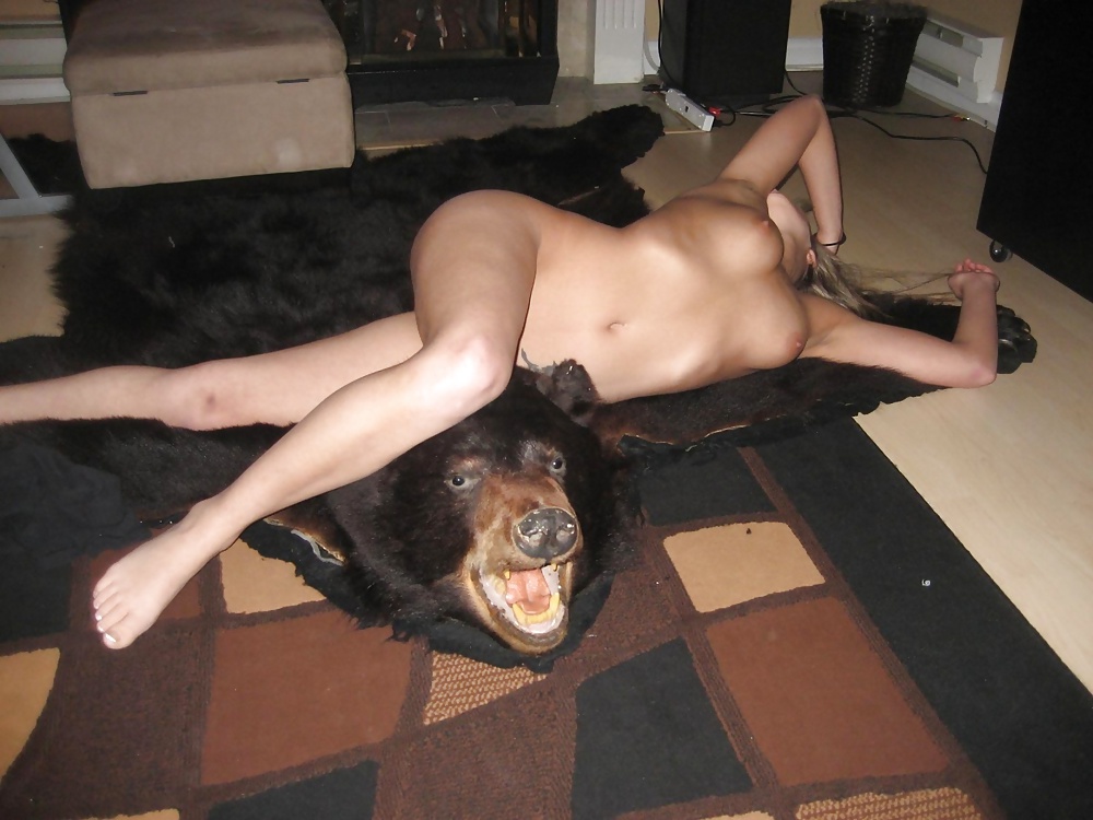 Bear Skin Rug Blond Girl #40727556