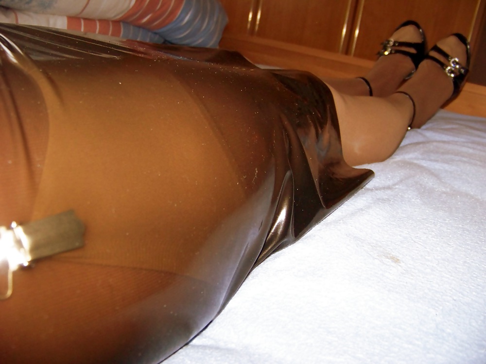 My wife stockings over pantyhose in latex #24212010