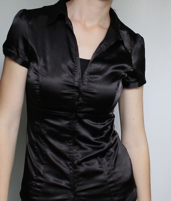 Black Satin Blouses #33340765