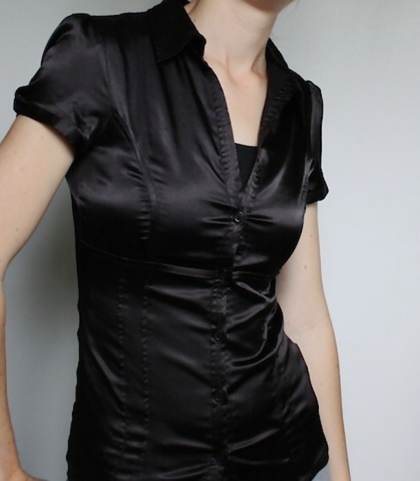 Black Satin Blouses #33340955