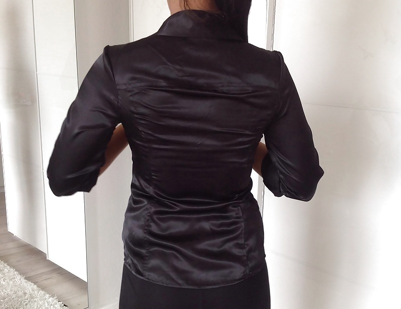 Black Satin Blouses #33341020