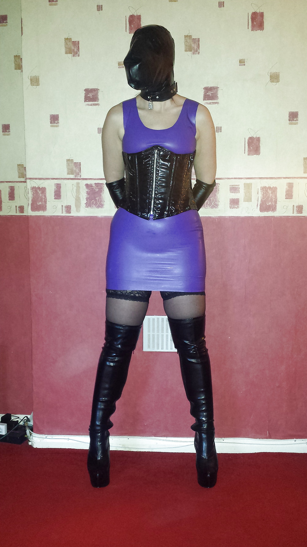 Mistress's slave girl in rubber dress #30876763