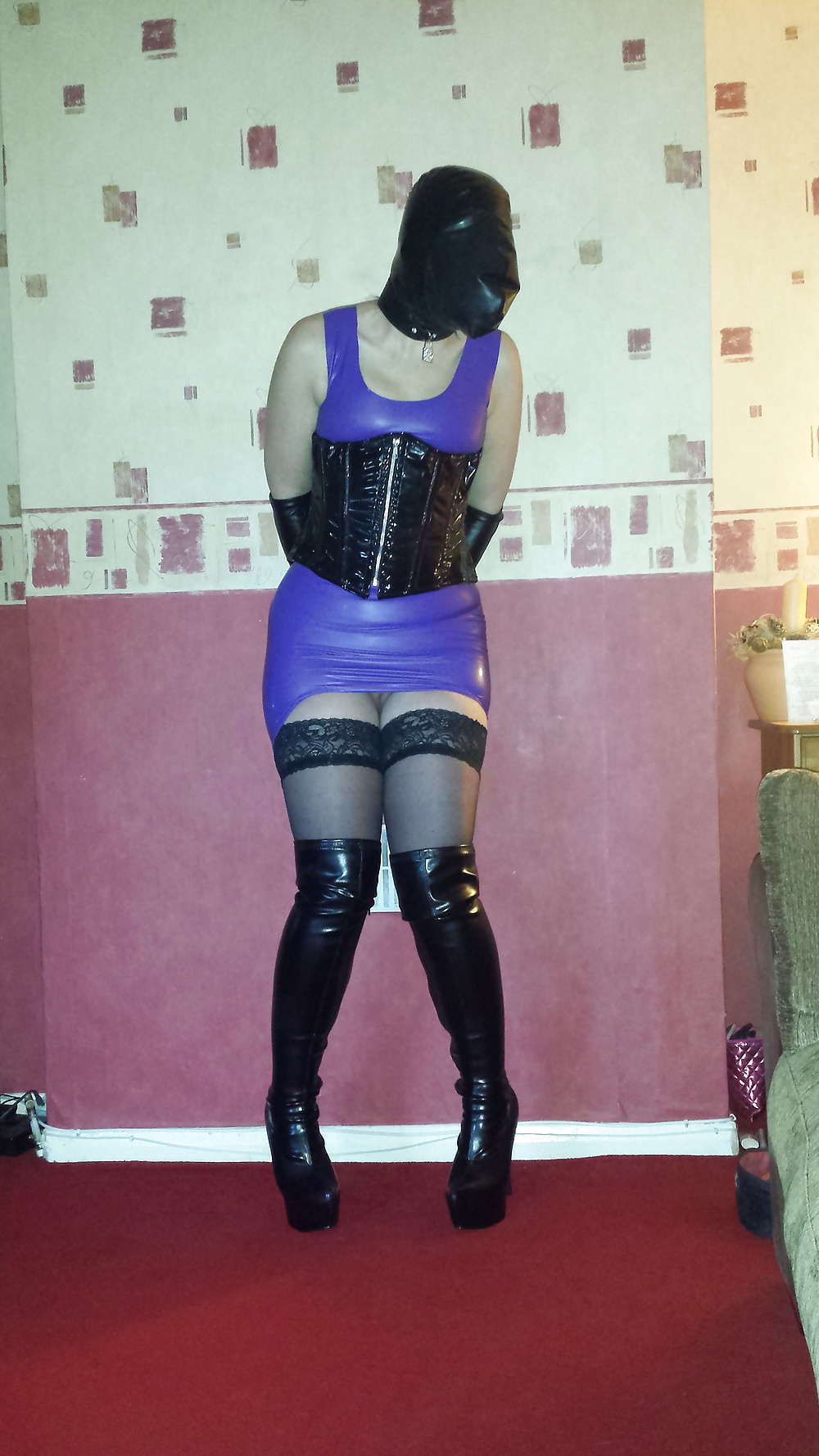 Mistress's slave girl in rubber dress #30876790