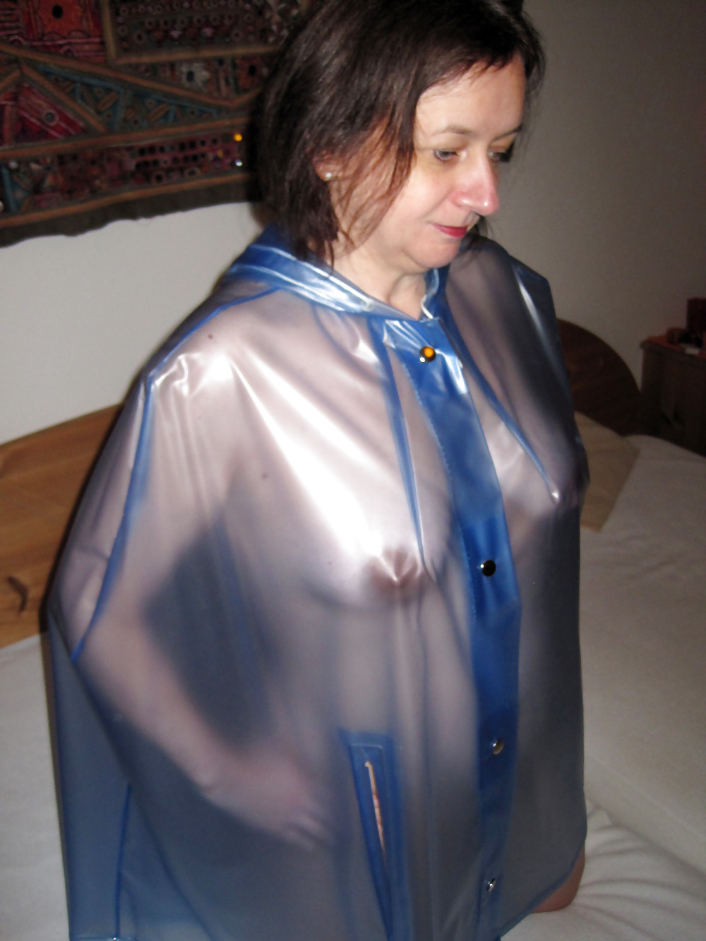 My wife wearing a PVC Cape #26465397