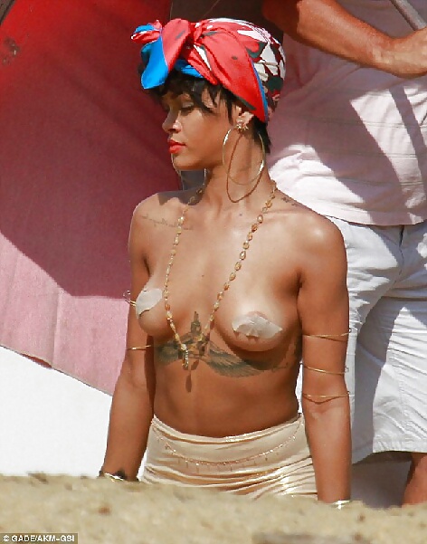 Rihanna Goes Topless For Vogue Brazil In Beach Photoshoot  #23647811