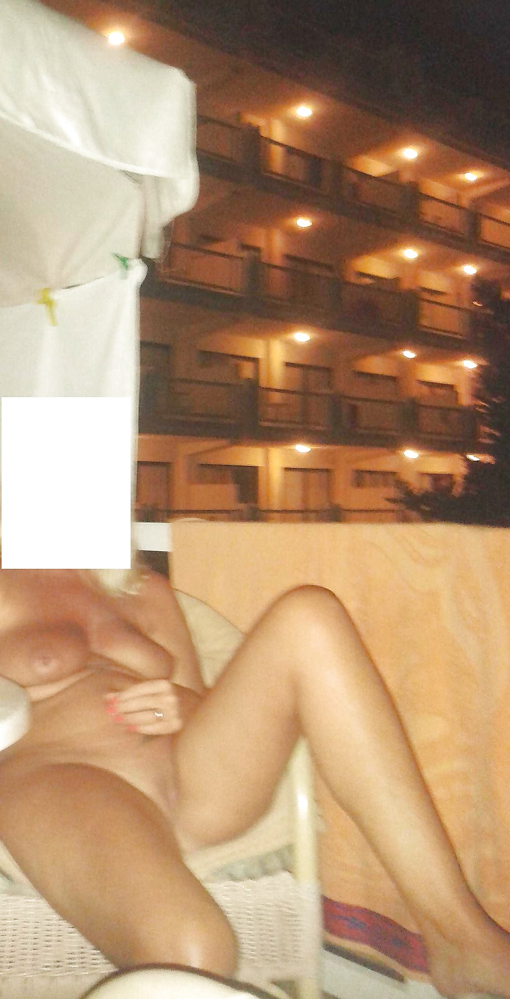 Flashing nude on a hotel balcony #28572295