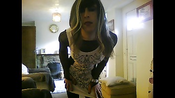 Crossdresser in white black minidress #24668400