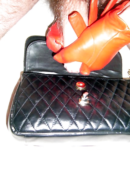 Nice leather handbag fucked with gloves #31533485