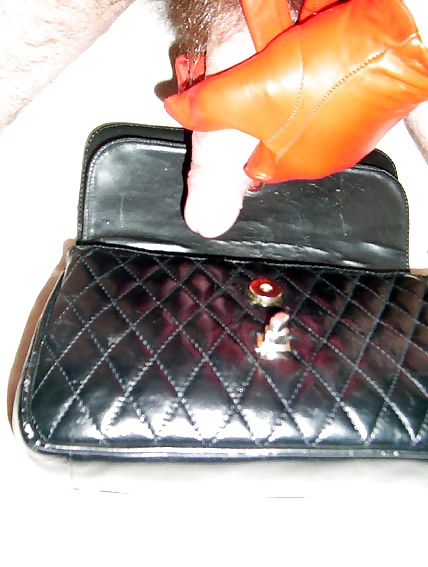 Nice leather handbag fucked with gloves #31533486