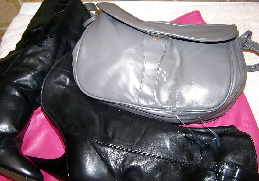 Leather boots, skirt and handbag #31531684