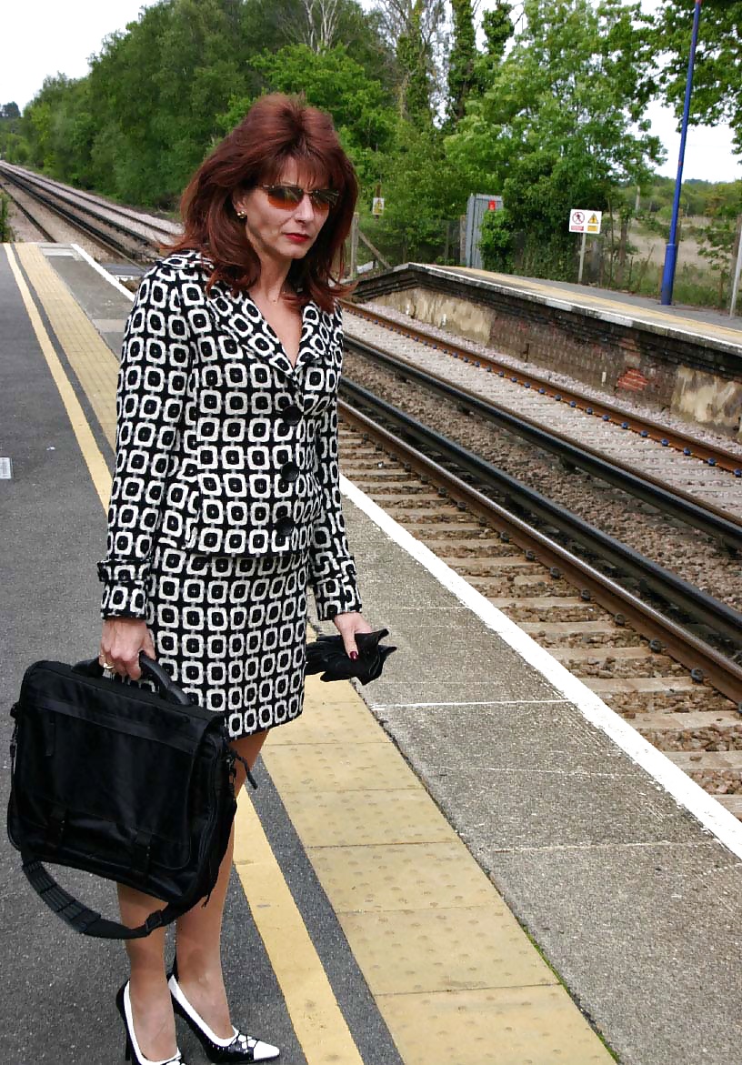 Mature redhead lady awaits train #39173998