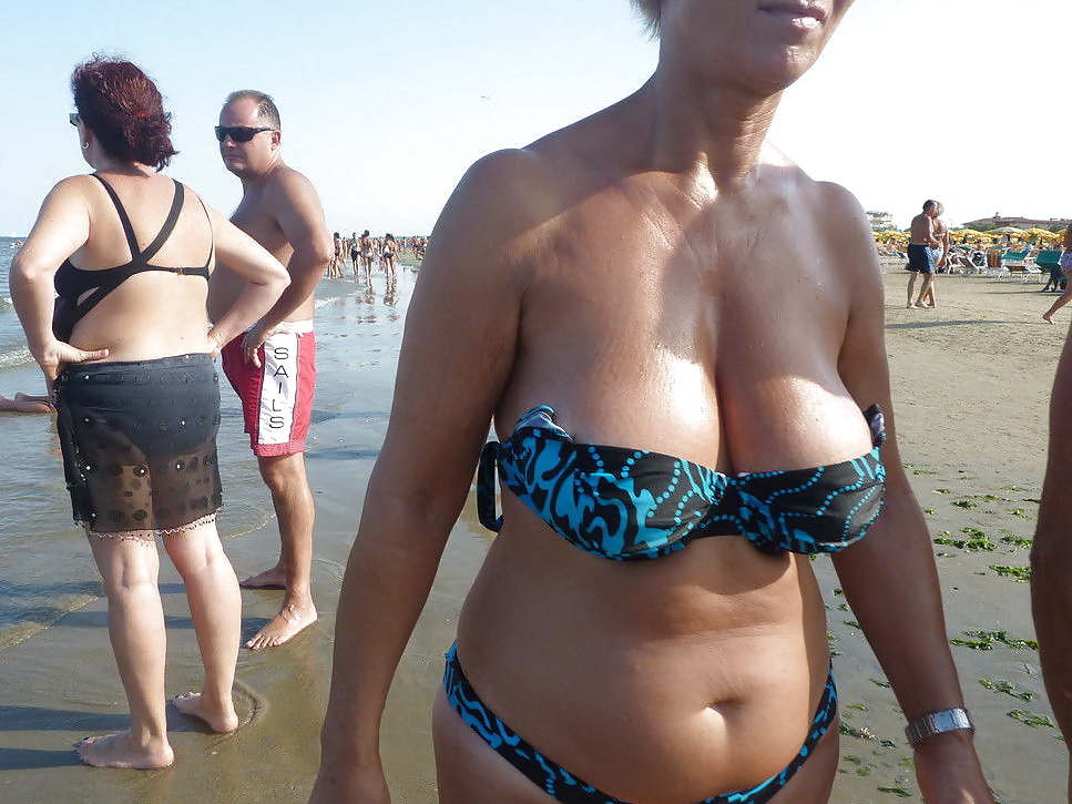 Grannies with Big Tits on the beach! Amateur Mixed! #28296746