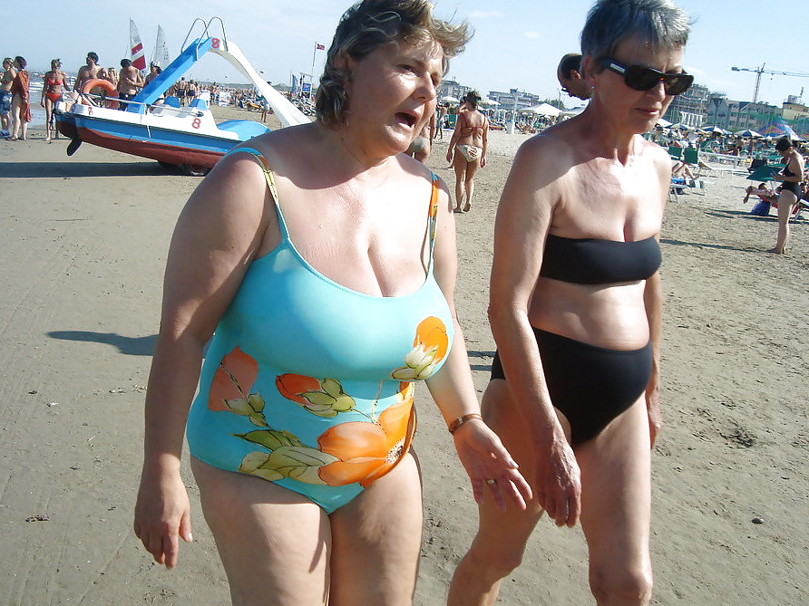 Grannies with Big Tits on the beach! Amateur Mixed! #28296765