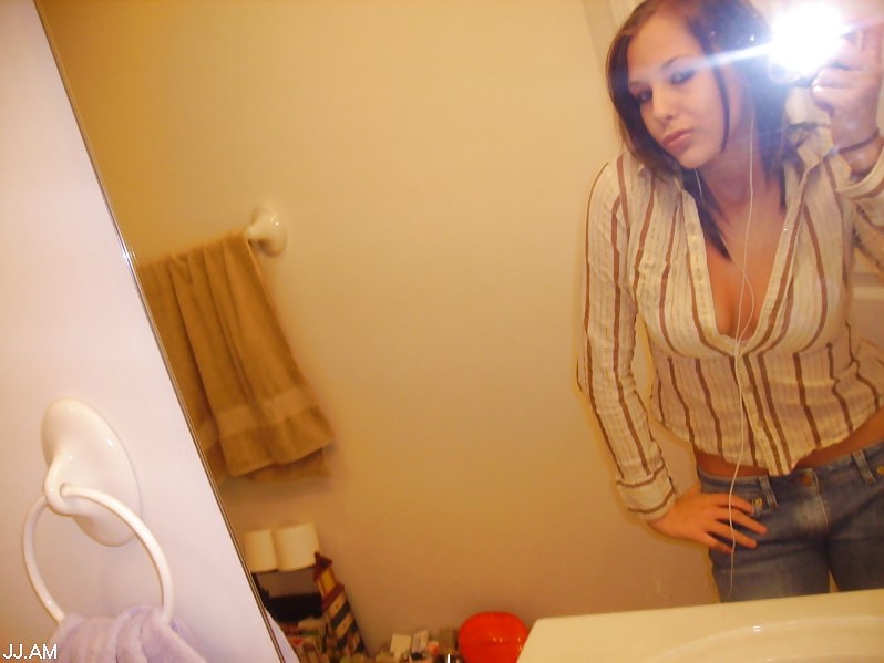 Stolen Pics - Brunette posing in front of mirror #35916096