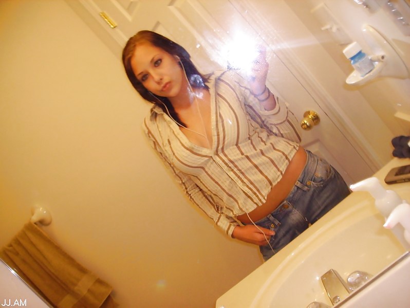 Stolen Pics - Brunette posing in front of mirror #35916097