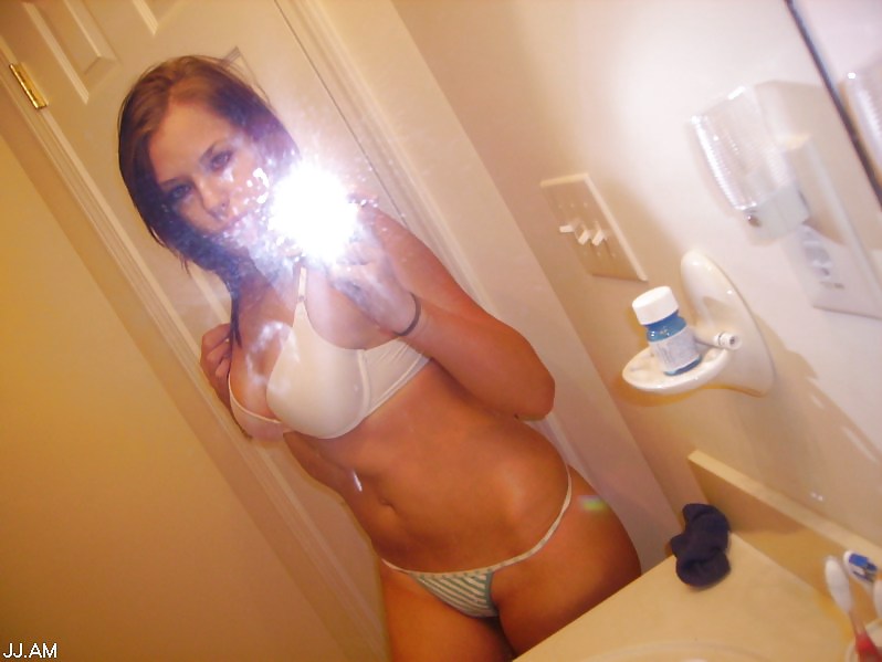 Stolen Pics - Brunette posing in front of mirror #35916104