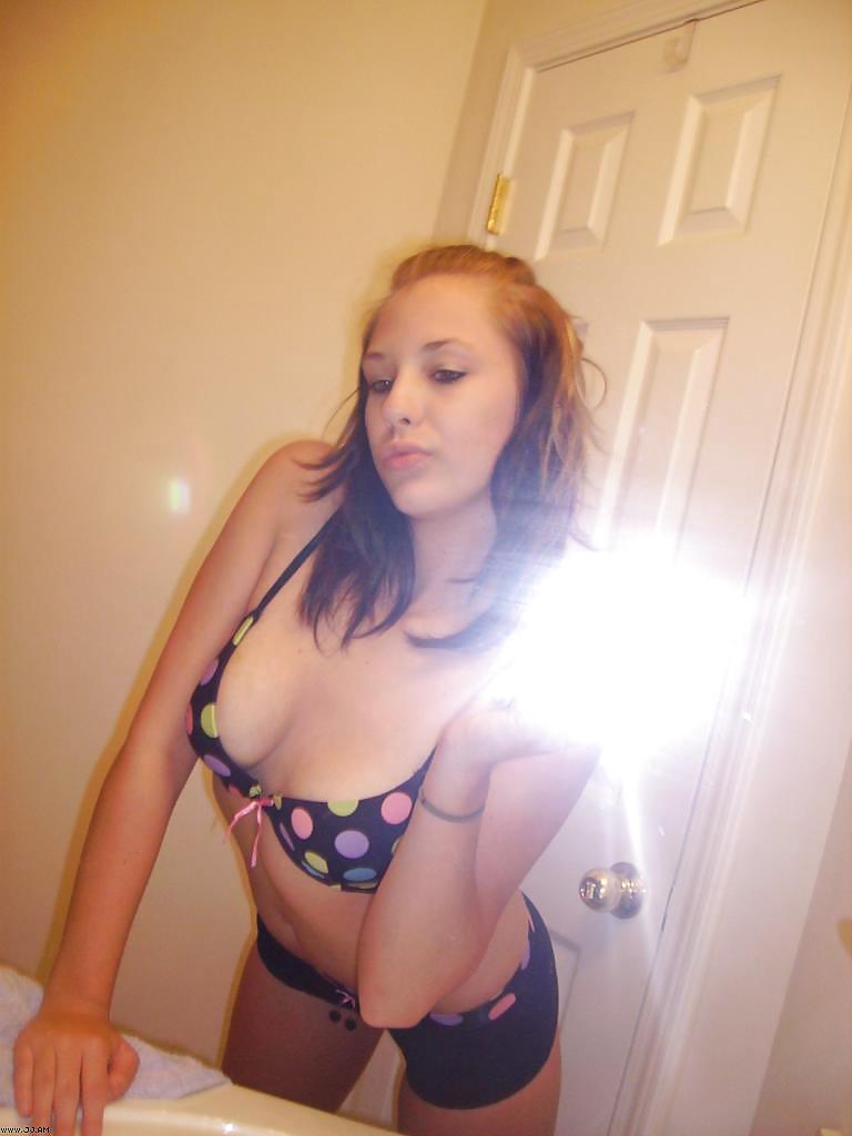 Stolen Pics - Brunette posing in front of mirror #35916129