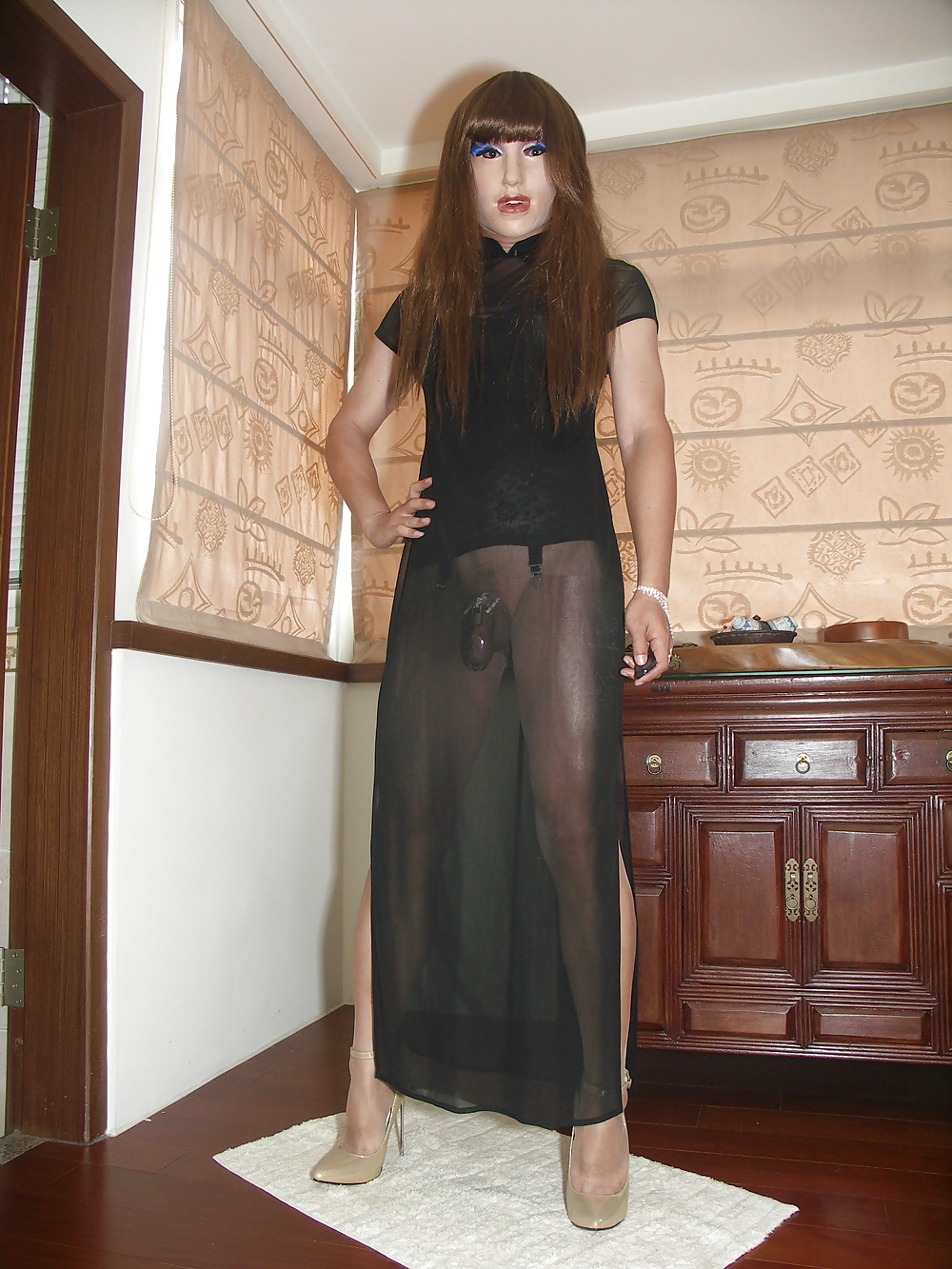 Gothic Phoebe with Golden stiletto Heels #25740867