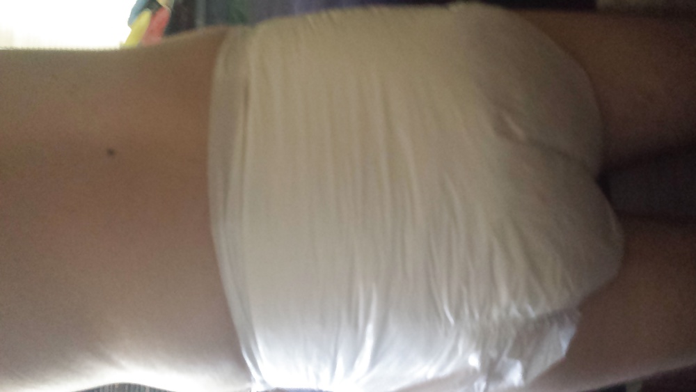 Wearing my girly pink and purple diaper. #29900966