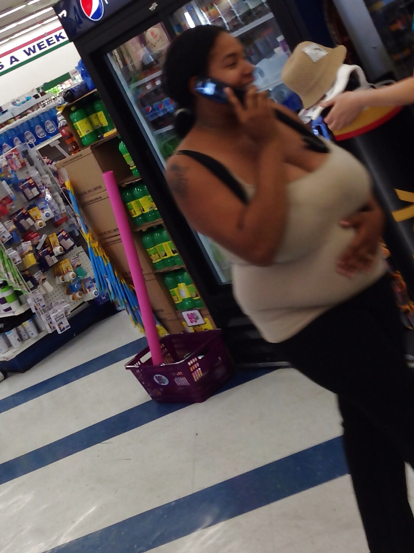 Candid Black BBW Massive Fat Tanktop Tits #39521884