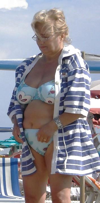 Busty granny on the beach! Mixed! #23003431
