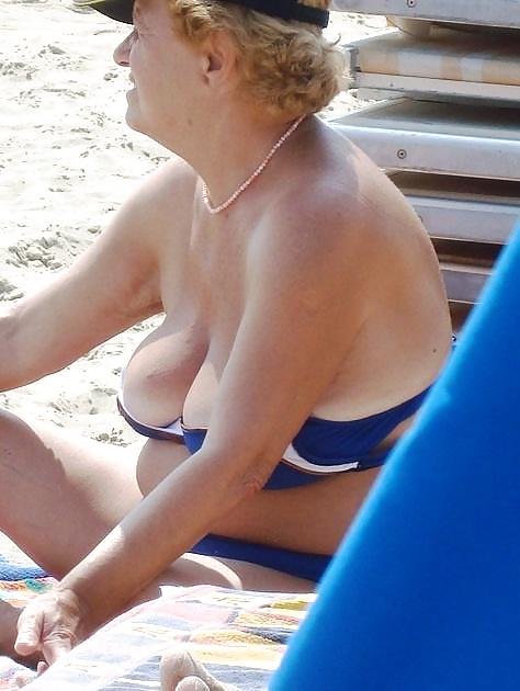 Busty granny on the beach! Mixed! #23003525