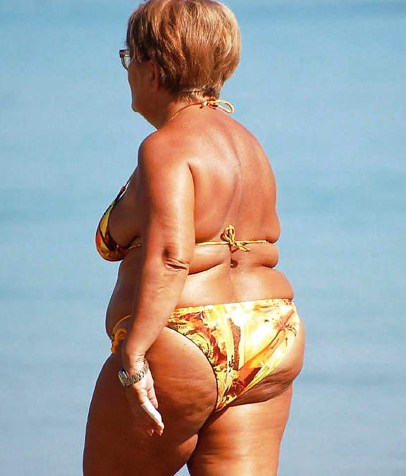 Busty granny on the beach! Mixed! #23003537