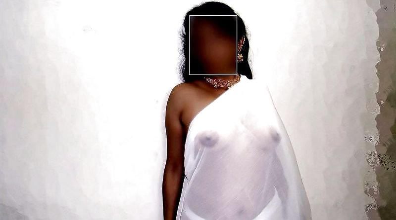 Showing My Tits and Ass Cheeks in Transparent White Saree #38047838