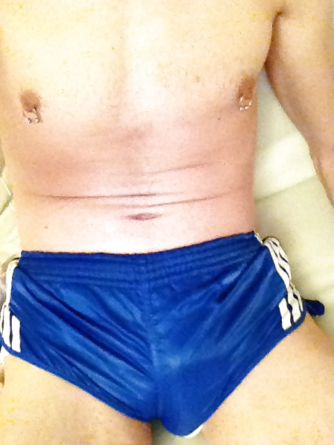 My cock with cock rings and shiny shorts #30828130