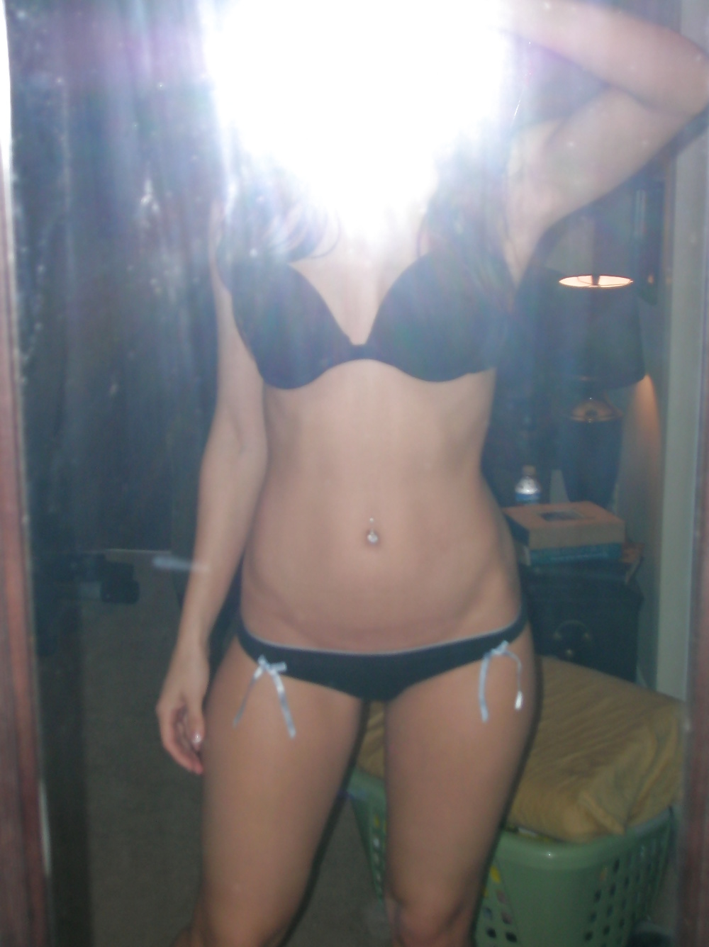Selfshot mirror teen in bikini strip #26697788