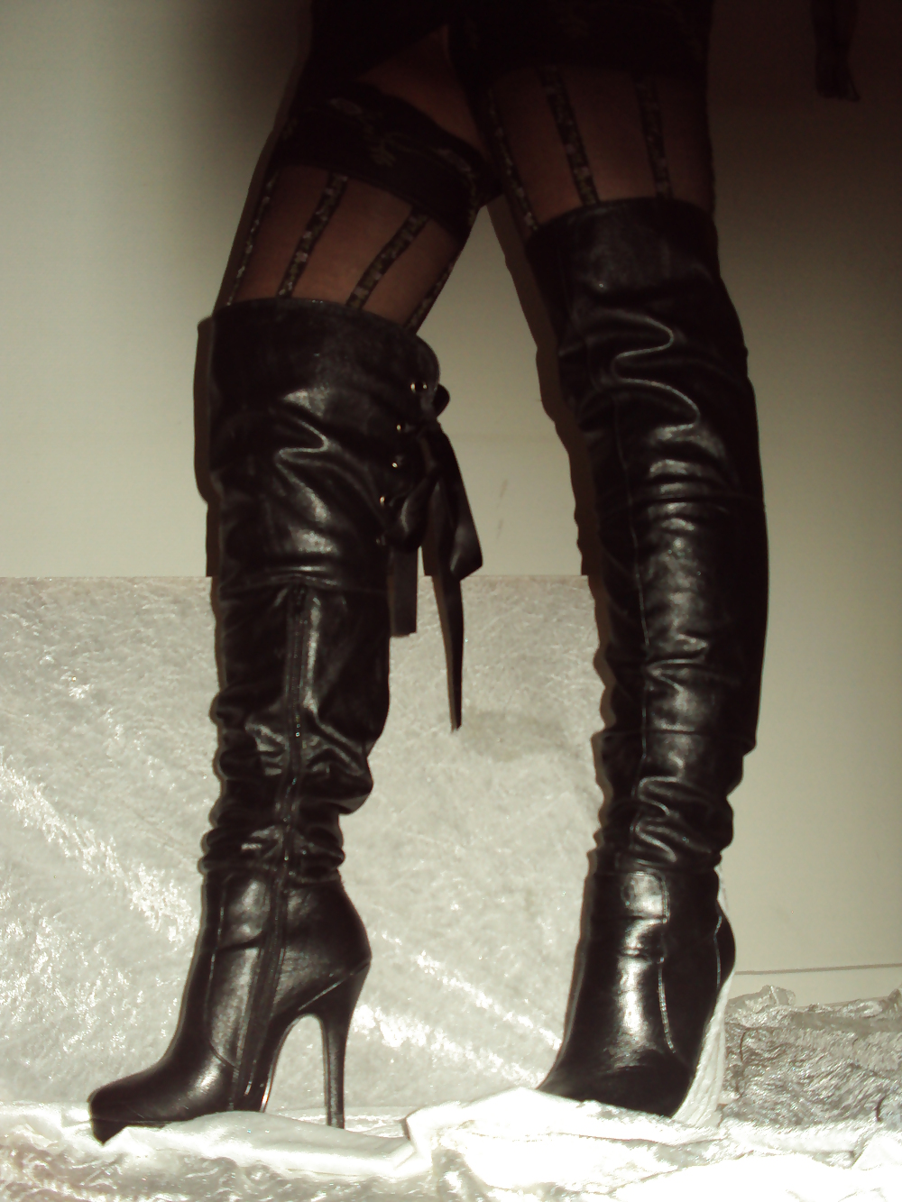 Overknee boots, stockings and no panties #37908696