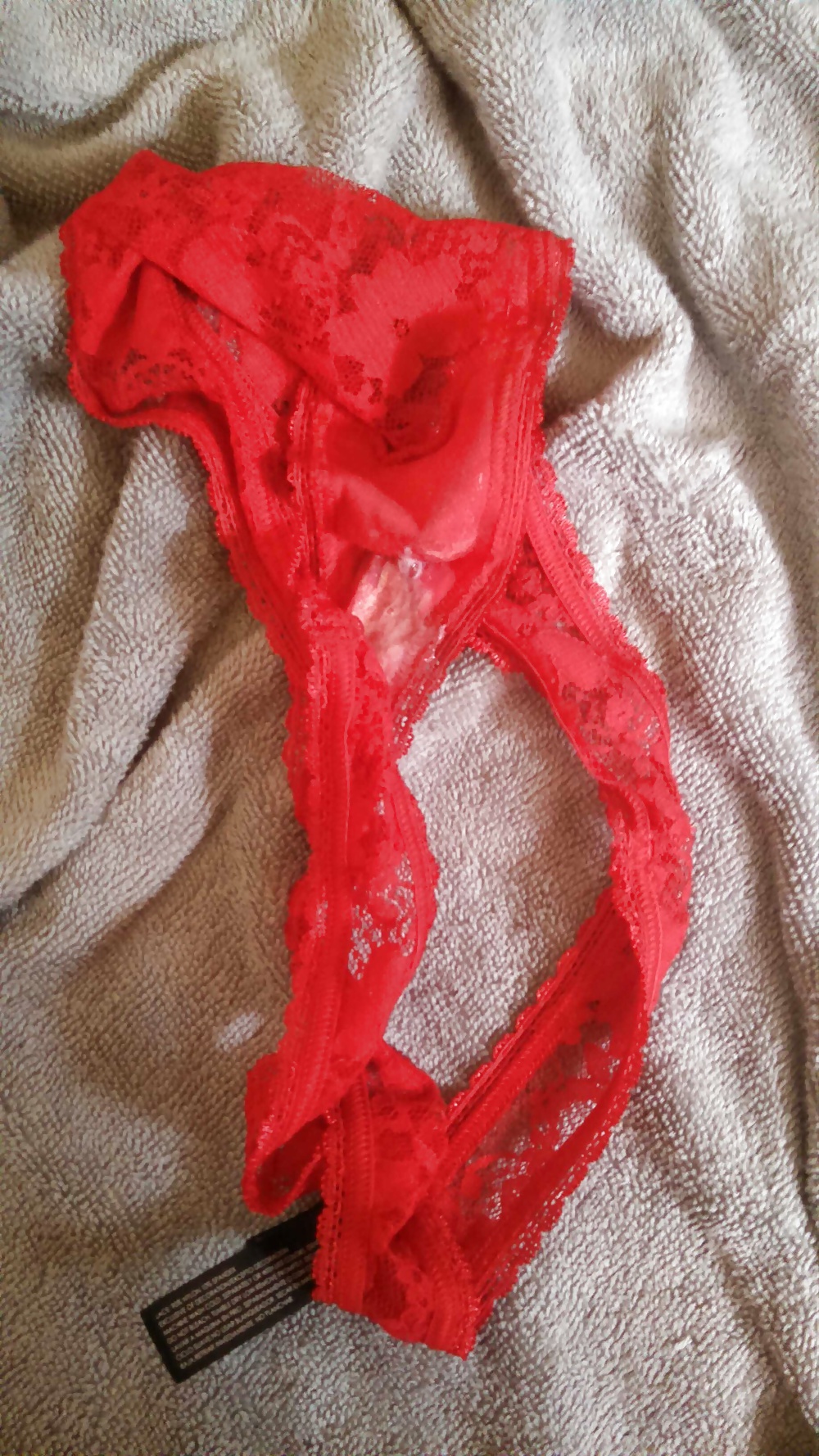 Back from boyfriend  in red lacy messy panties for me #31941639