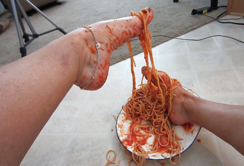 Girls feet covered in food #28668852