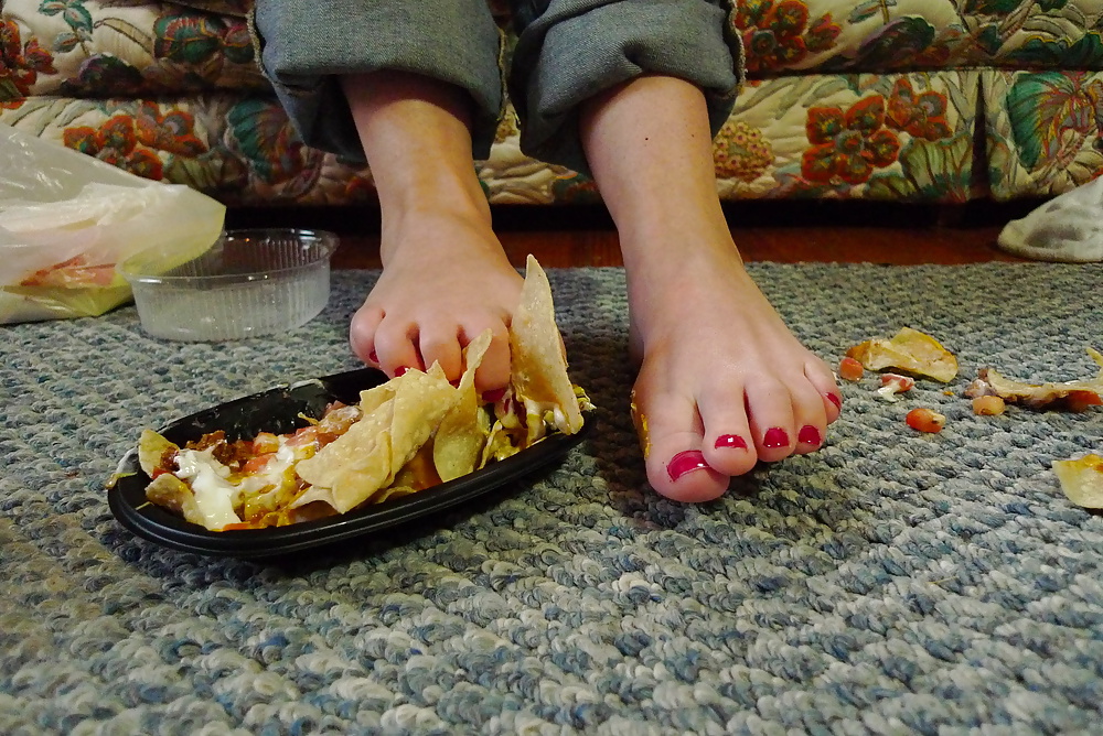 Girls feet covered in food #28669092
