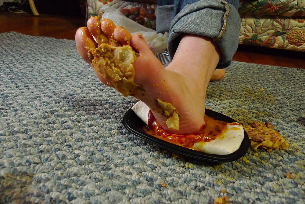 Girls feet covered in food #28669104