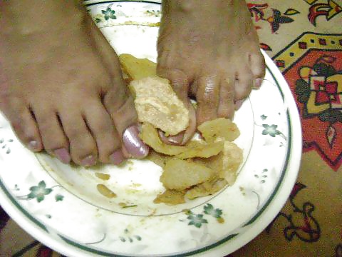 Girls feet covered in food #28669221