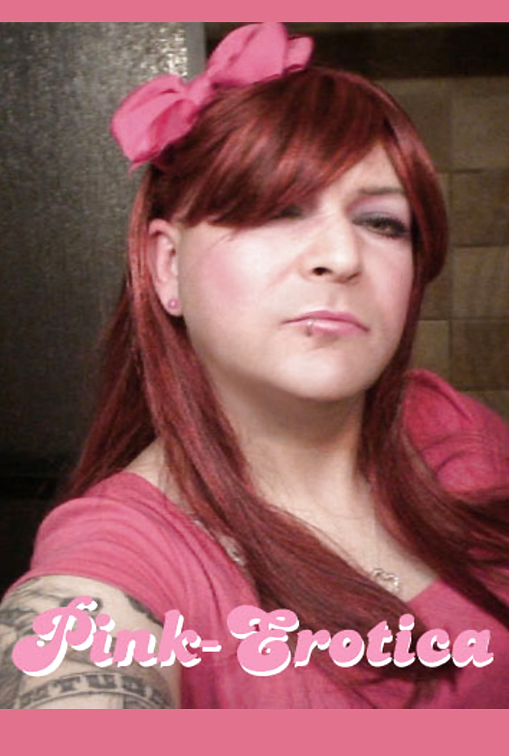 Pink-Erotica Sissyboy Cross Dresser Red Hair and Bow #28392011