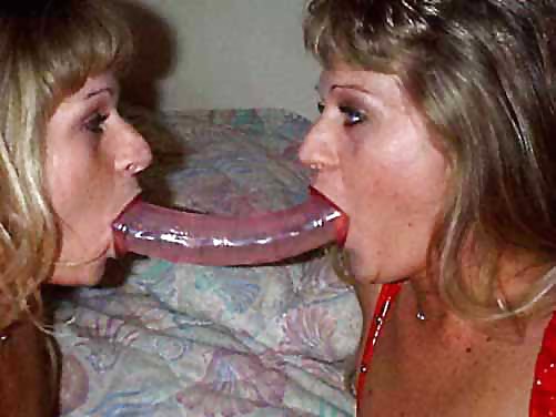 Two blondes using a double dildo #34739604