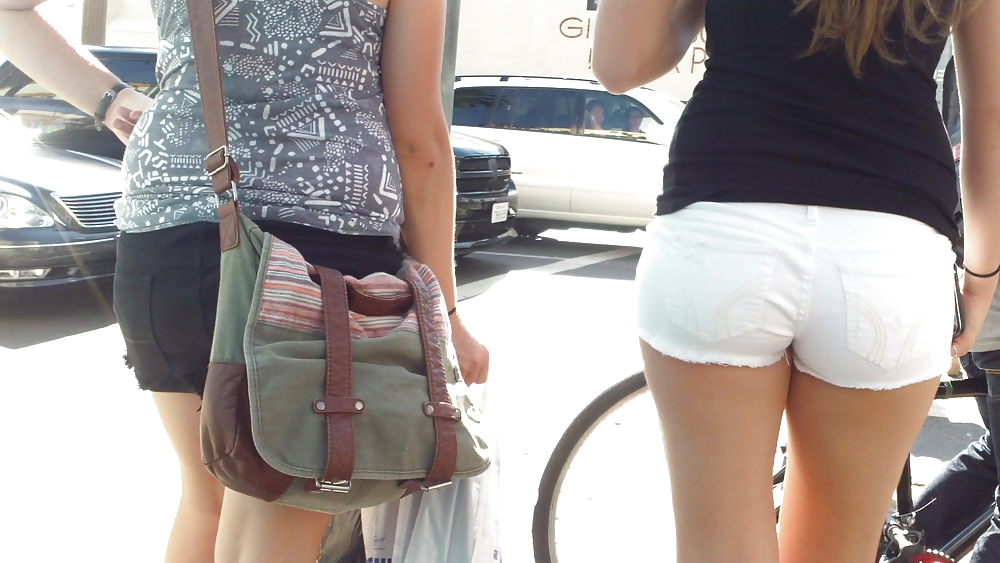 Public teen ass & butt in white shorts #37027183