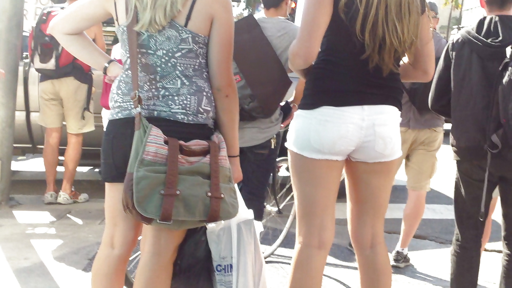 Public teen ass & butt in white shorts #37027191