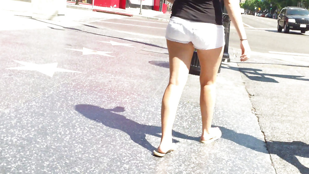 Public teen ass & butt in white shorts #37027212