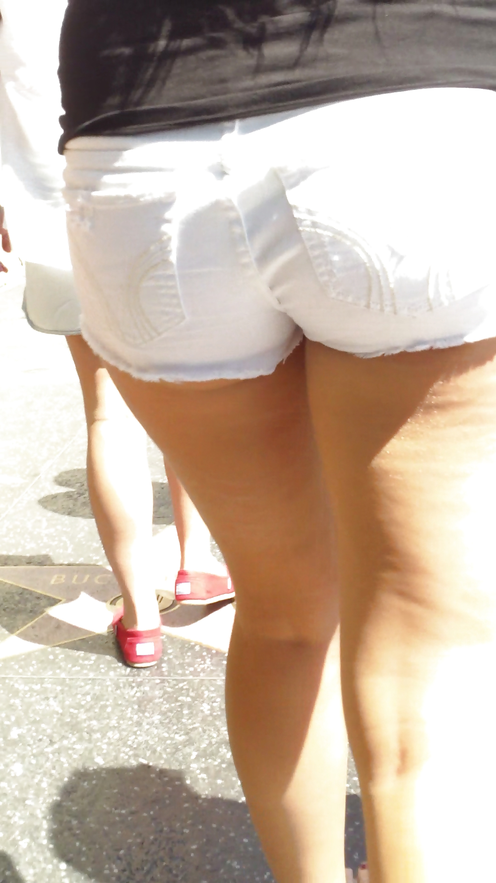 Public teen ass & butt in white shorts #37027232